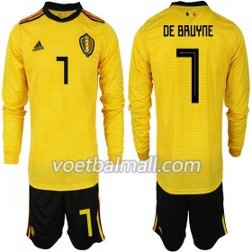 Goedkope België DE BRUYNE 7 Kids Uittenue WK voetbal 2018 Lange Mouw